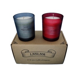 Scented Candle Set | Ambiance Candle Sets, Home Scented Candles, Gifts - 2pc Candle Holiday Gift Soy Candles, Lavender Woody/Smoky & Vanilla Scent