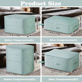 2PCS Ultra Space Saving Self Compression Organizer Bags, Blue Saver Quilt Compression Storage Bag, Space Saving Compression Organizer, Moving Organizer Bags for Comforters, Clothes