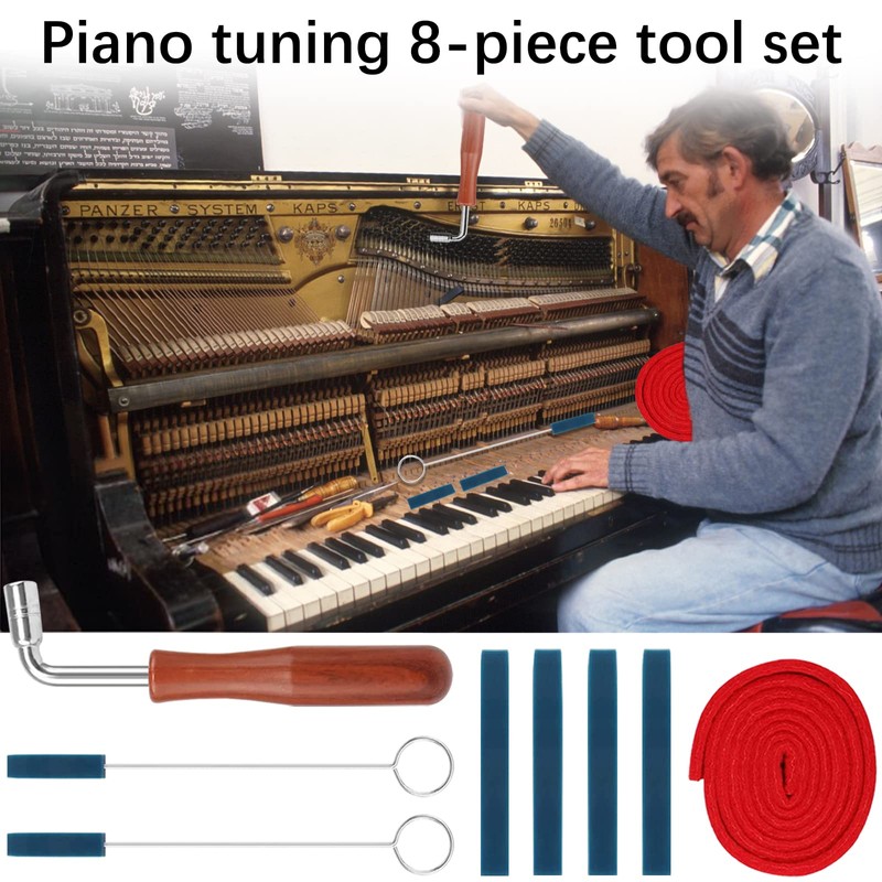 DMZK 8 Pieces Piano Tuning Kit Tools, Includes Tuning Band,