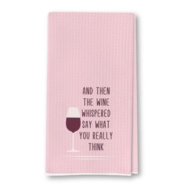 wuguimeii Funny Wine Gifts for Women - Wine Lovers Kitchen Accessories Dish Towel - Pink Claret Decor - Waffle Weave Kitchen Towels - Hostess Gifts for Mom Friend Grandma 16×24 Inches