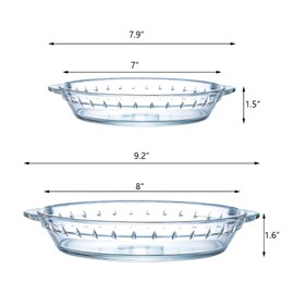 2-Pack (7"/8") Glass Baking Dish Set, Round Pie Glass Bakeware Pie Baking Dishes with Handles for Snacks Salads Desserts Dishwasher, Microwave, Freezer & Oven Safe