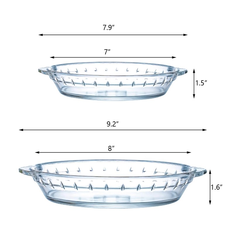 2-Pack (7"/8") Glass Baking Dish Set, Round Pie Glass Bakeware