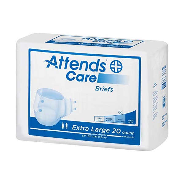 Attends Care Briefs with Odor-Shield for Adult Incontinence Care, XL, Unisex, 20 Count(Pack of 3)