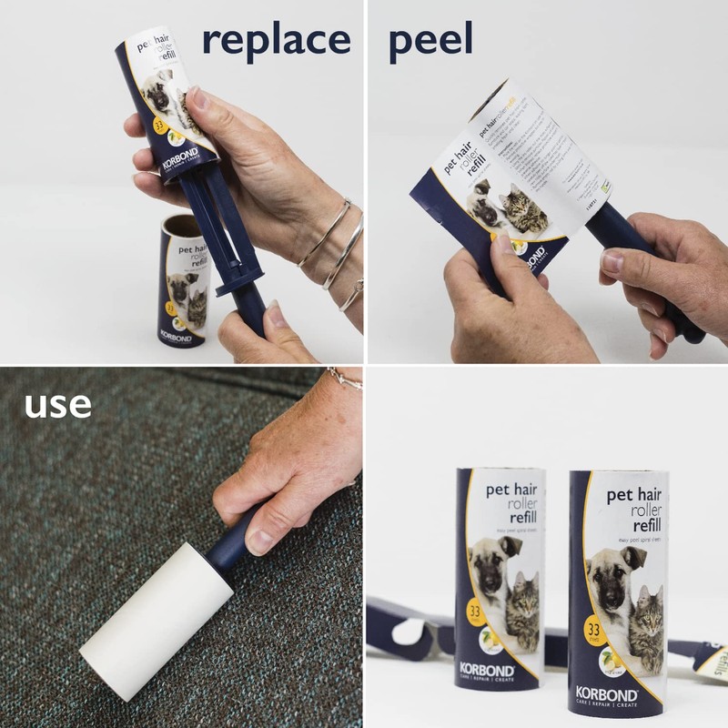 Korbond Pet Lint Roller- Pack of 3-99 Sticky Sheets in