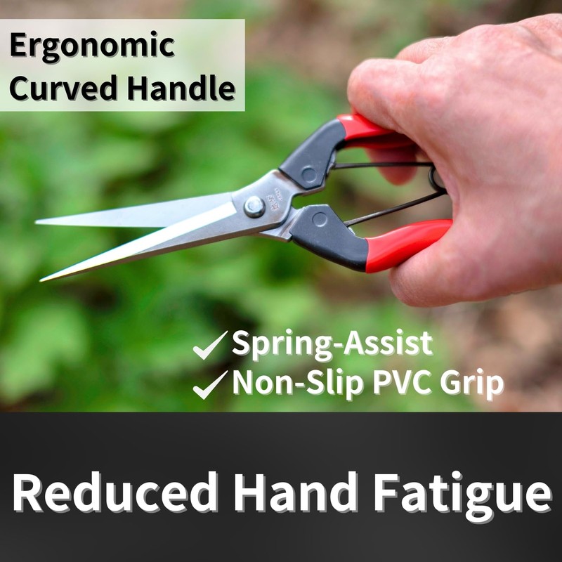 RANSHOU Japanese Garden Shears Long Blade 7.9" for Plants -