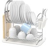 Simple Houseware 2-Tier Stainless Steel Dish Rack with Drainboard, Chrome