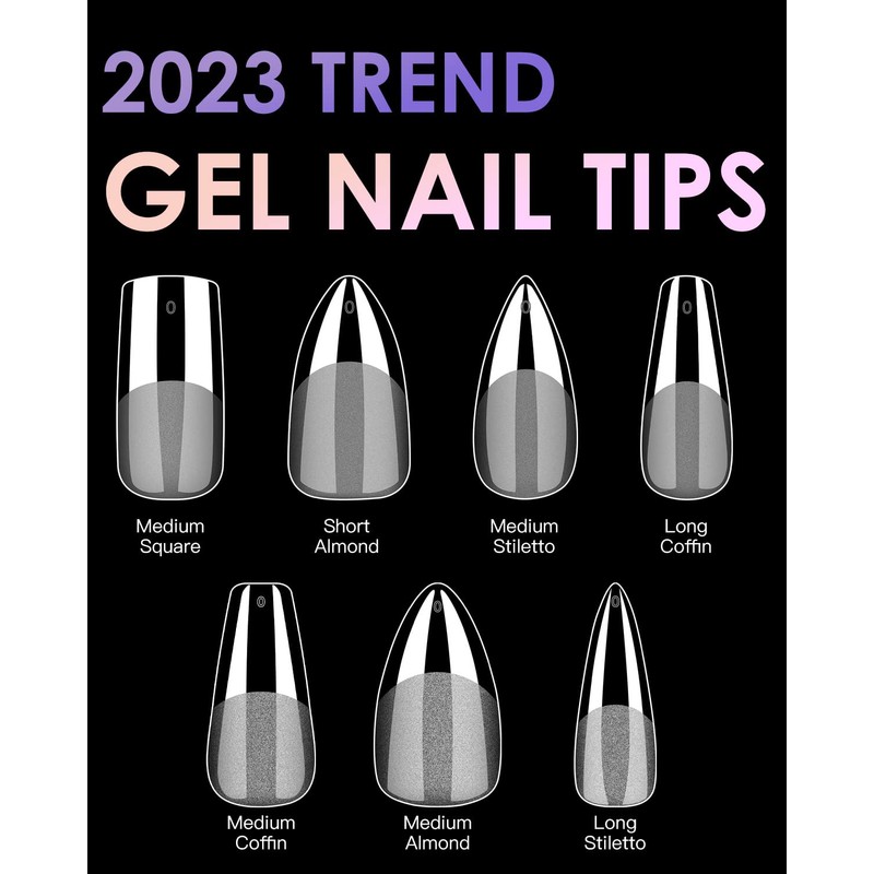 Soft Gel Nail Tips Medium Coffin, 120PCS Pre Buff Full