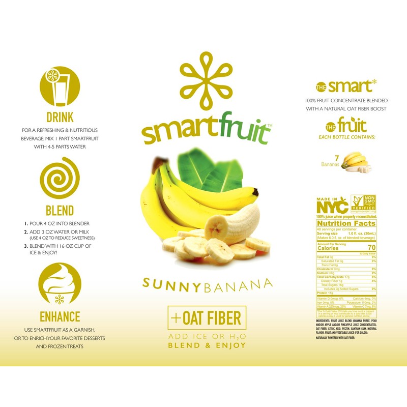 Smartfruit Sunny Banana + Oat Fiber, 100% Real Fruit Purée,