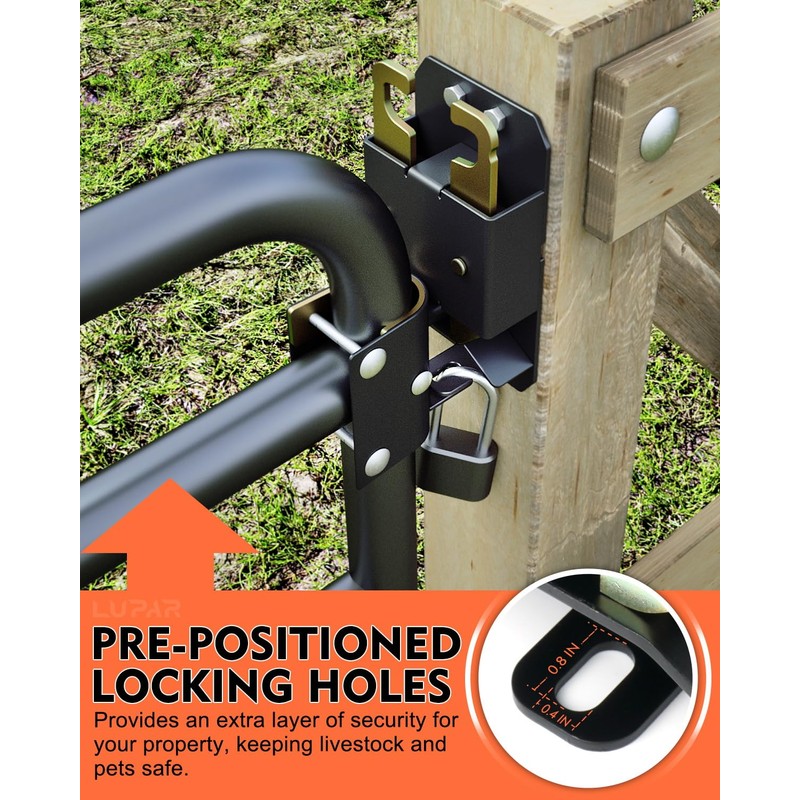 2 Way Farm Gate Latch, 2PC Heavy-Duty Lockable Fence Latch