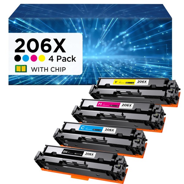 206X High Yield Toner Cartridges (with Chip) Compatible with HP