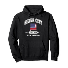 Silver City New Mexico NM Athletic Throwback American Flag Pullover Hoodie