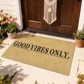 Good Vibes Only Welcome Doormat Outdoor Indoor Entrance Doormat Non Slip Home Door Mat for Front Door Porch Hallway Decor Outside Inside Entry Mat Floor Washable Rug Indoor Entryway Carpet