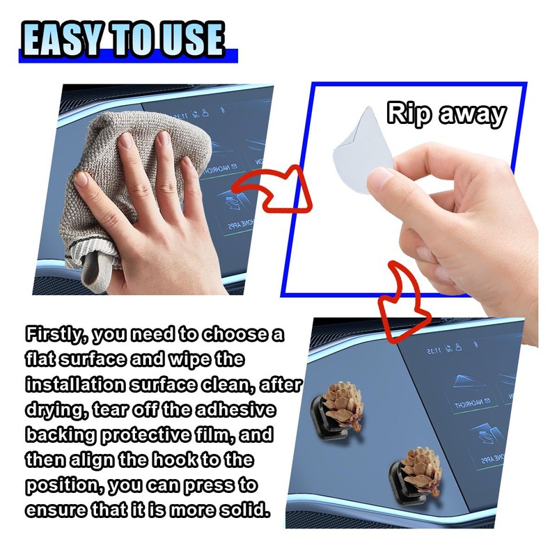 4PCS Car Mini Hooks - Multifunctional Self-Adhesive Backseat Hangers Vehicle