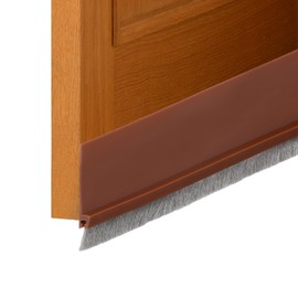 uxcell 3 Pcs Door Sweep for Bottom of Door, 2" x 40" Door Draft Stopper with Brush Weather Stripping with Self Adhesive for Exterior & Interior Doors Blocker Dust Cold Heat Noise, Brown