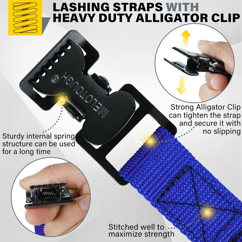 MELOTOUGH 4Pk 1" x 2ft Lashing Strap with Alligator Thumb