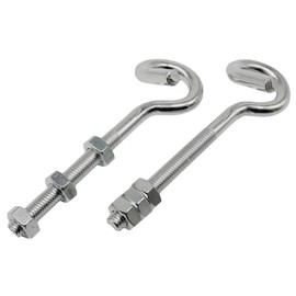 Pack of 2 Screw Hooks M10 140 mm Ceiling Hooks Galvanised Steel with 3 Nuts Swing Hook Load Capacity up to 125 kg