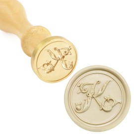 QINGNING Alphabet Wax Stamps K Removable Wooden Handle Wax Stamp Retro Wax Seal Stamps Beautiful Wax Stamp Seal Make Envelopes Wedding Invitations Postcards Invitations Christmas Wax Seal Stamp