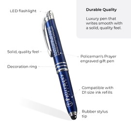 Inkstone Policeman Prayer Gift Pen with Built-In Flashlight Stylus Tip Law Enforcement