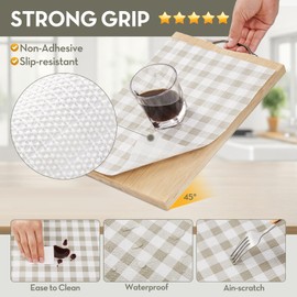 Aohoofull Drawer and Shelf Liner for Kitchen Cabinet Liner Non-Adhesive Non-Slip Shelf Thick Strong Grip Waterproof Contact Paper Easy to Clean for Shelves, Cupboard, Desks,Green Plaid,12IN X 10FT