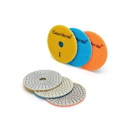 Casaverde 3 Steps Polishing Diamond Pads，100mm Diamond Wet Polishing Pads for Granite Marble Terrazzo Quartz Engineered Stone