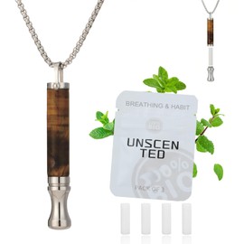 Fum Vaporless Inhaler 2.0 - Smokeless Breathing Necklace to Quit Smoking and Anxiety Relief, Includes 4 Unscented Cotton Refills, Stop Smoking Aid for Natural Calm for Meditation Christmas Day Gifts