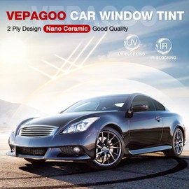 Vepagoo Nano Ceramic Car Window Tint Film 5% VLT- 20" in 20'Ft Privacy Window Tint, Blocks UV/IR Rays, Heat & Glare - Scratch Resistance Car Window Film