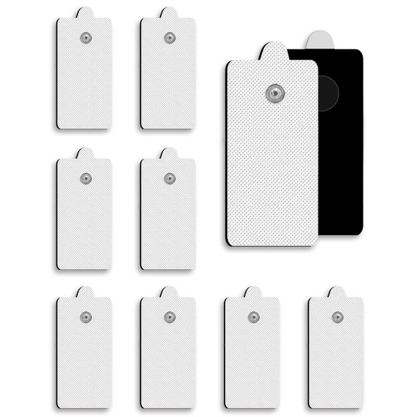 10-Pack TENS Unit Replacement Pads, Rectangular Snap TENS Electrode Pads with self-Adhesion for 50 Times, AVCOO Latex-Free 1.8"X3.8" TENS Pads Compatible with TENS EMS Devices Use 3.5mm Button Leads