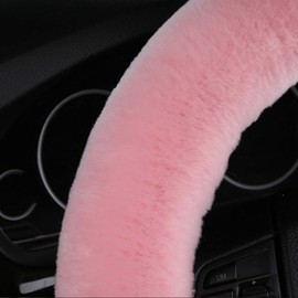 Australian Sheepskin Wool Steering Wheel Cover Fuzzy Fur Steering Wheel Cover for Men Women Plush Car Wheel Cover for Universal Steering Wheel 13.7-17 inches(35CM-43CM)