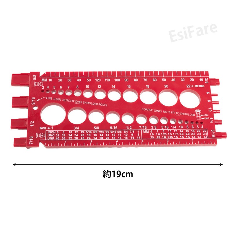 EsiFare Nut Bolt Thread Gauge Screw Nut Measuring Gauge Bolt