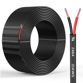 20 Gauge 2 Conductors 16.4FT Electrical Wire, Flexible Low Voltage PVC Copper Clad Aluminum Extension Cord for Car Speaker Wire, Car Lighting, LED Wire, Outdoor Lighting, Residential Wiring,12V/24V DC