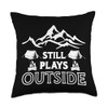 Camping Tent Still Plays Outside Throw Pillow