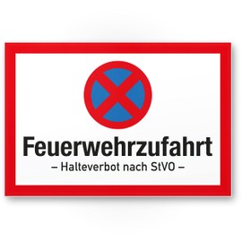 Komma Security Fire brigade access sign – prohibition according to German Road Traffic Regulations 30 x 20 cm Sign Fire Brigade Entry Parking Prohibited Parking Prohibited – Entrance Areas Fire