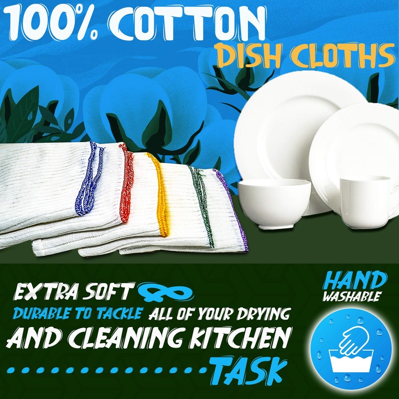 Towelogy® Heavy Duty Cotton Dish Cloths Extra Large SUPER ABSORBENT