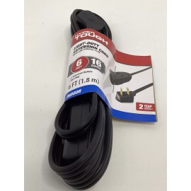 Hyper Tough 6ft Black 110v 13A 1625w HyperTough 16AWG Household Extension Cord 3-Outlet