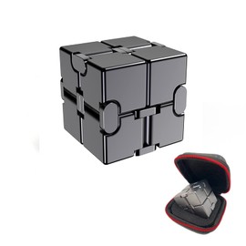 FUFUYOU Infinity Cube Fidget Toys Anxiety Stress Relief Toys for Men Aluminum Alloy Material Ultra Durable (Gray)