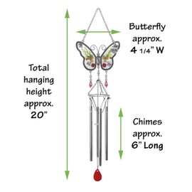 Mom Butterfly Wind Chime - Celebrate Mothers - Pressed Flower Windchimes - 20"