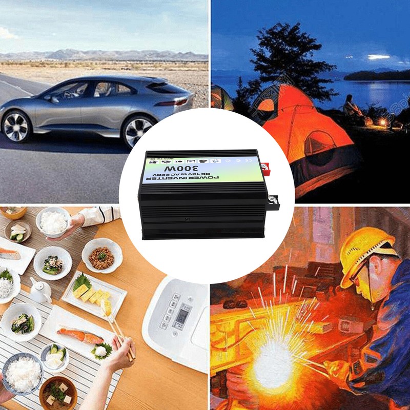 Power Inverter 300W 1 Universal Socket 2 USB Port Smart