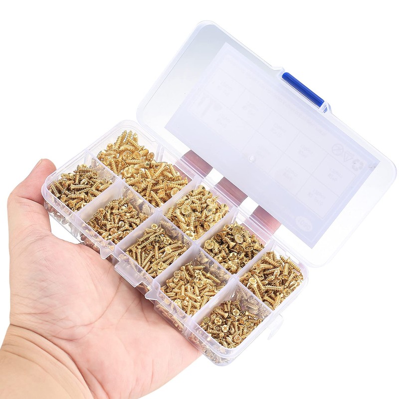 1080 Pieces Small Self-Tapping Screws, M2/M2.5/M3 Wood Screws, 6 mm/8