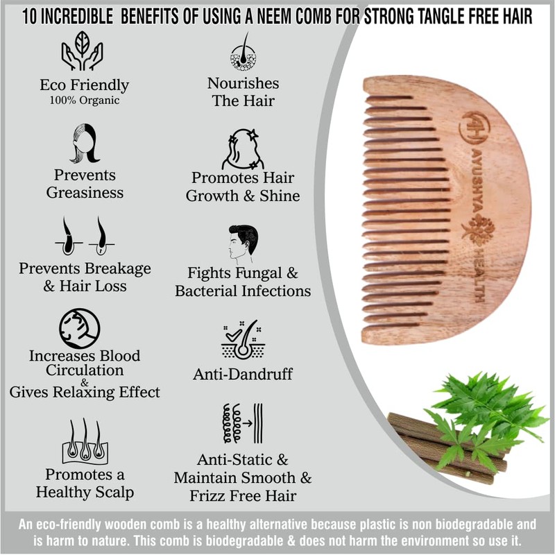 AYUSHYA HEALTH Beard Comb for Men | Compact Beard Grooming