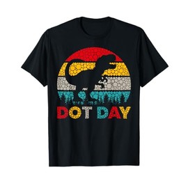 Retro T Rex Dinosaur Polka Dot Art Student Dot Day Boys Kids T-Shirt