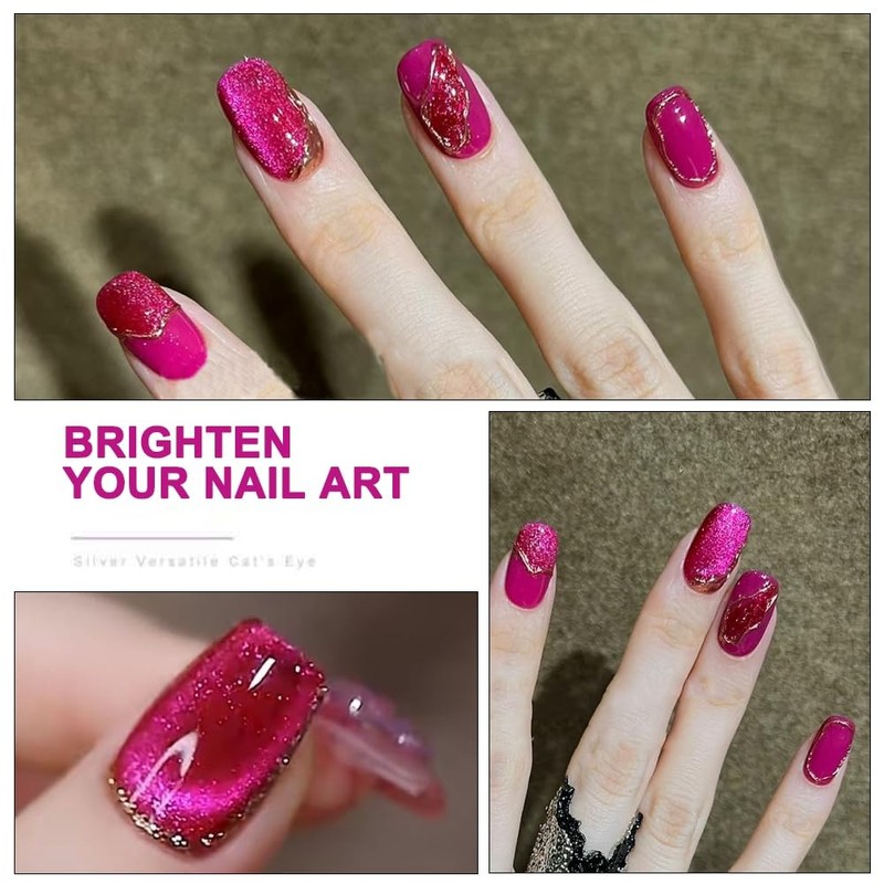 12ml Dark Pink Cat Eye Magnetic Gel Polish,0.41 fl oz