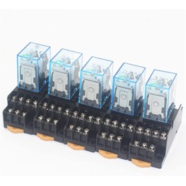 Relay 5set MY4NJ Coil AC12V AC24V DC12V DC24V DC36V AC110V AC220V HH54P 5A Miniature Electromagnetic General Purpose Relay with Base (Size : AC380V)
