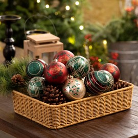 Valery Madelyn Christmas Baubles, Pack of 12, 8 cm, Christmas Tree Baubles with Gift Package, Christmas Tree Decorations with Hanger, Decoration, Christmas, Theme, Red, Green, Gold