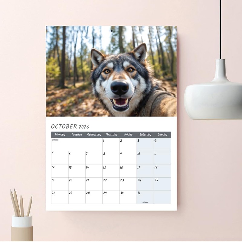 Animal Selfies Calendar 2026 A4 12 Month to View Wall