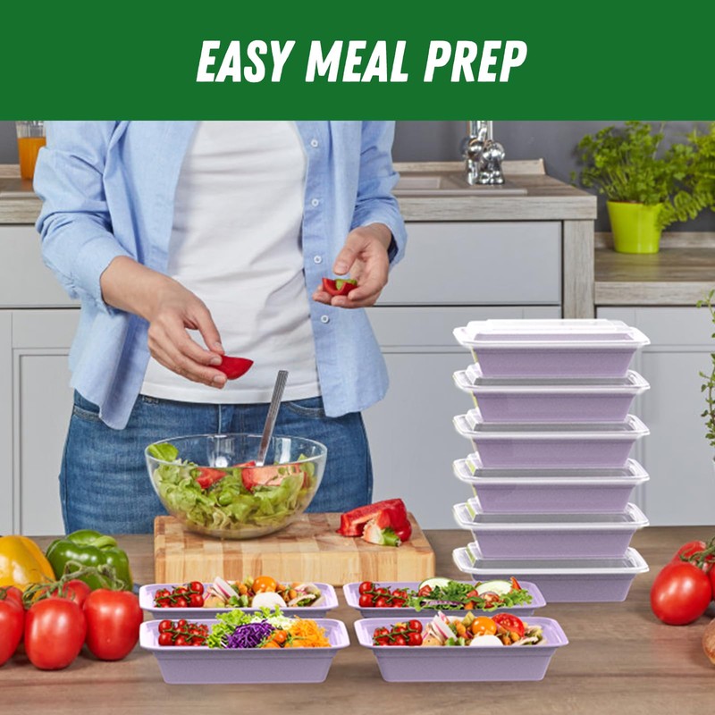 50 Pack (100-Piece) 32 oz Meal Prep Containers Reusable with