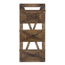 Kate and Laurel Hardeman 3 Pocket Farmhouse Wood Hanging Wall File Holder, Rustic Brown