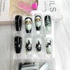 Christmas Black Press on Nails Long Coffin Fake Nails with