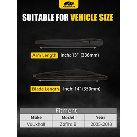 Rear Wiper Arm Blade, Replacement for Zafira B 2005-2018 - MIKKUPPA Back Windscreen Wiper Assembly Replacement - All Season Natural Rubber Cleaning Window