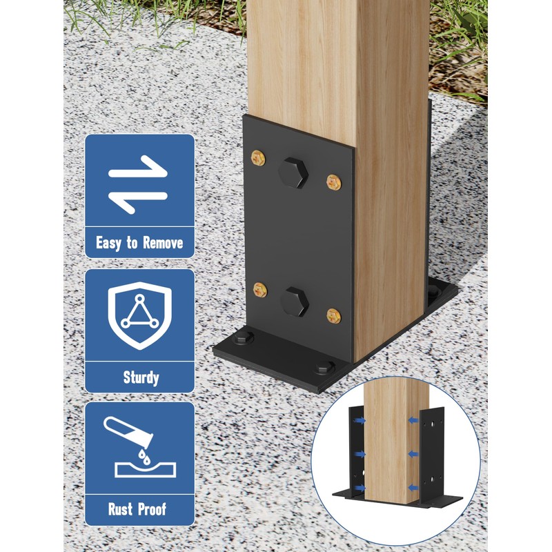 6x6 Post Base 1 Pcs,Heavy Duty Detachable Post Bracket with