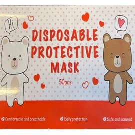 Kids Face Masks 50 Pack Ages 4-12, Disposable 3-Layer Protection Filter Child Face Mask for Kids Safety Anti Dust Cover (Blue Print)